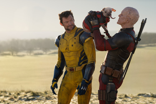 Ryan Reynolds, Hugh Jackman und Dogpool in "Deadpool & Wolverine"